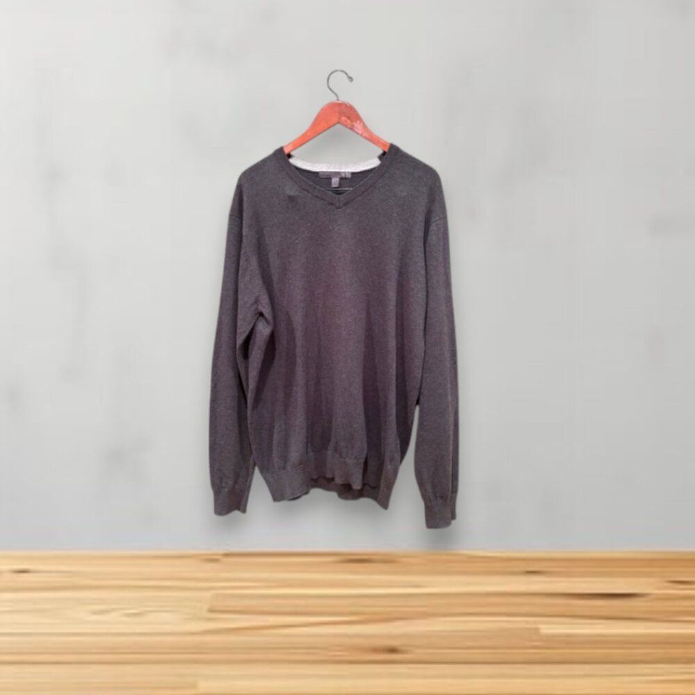 Old Navy Men’s Size XL Dark Gray Long Sleeve Sweater V-Neck - Modern Classic